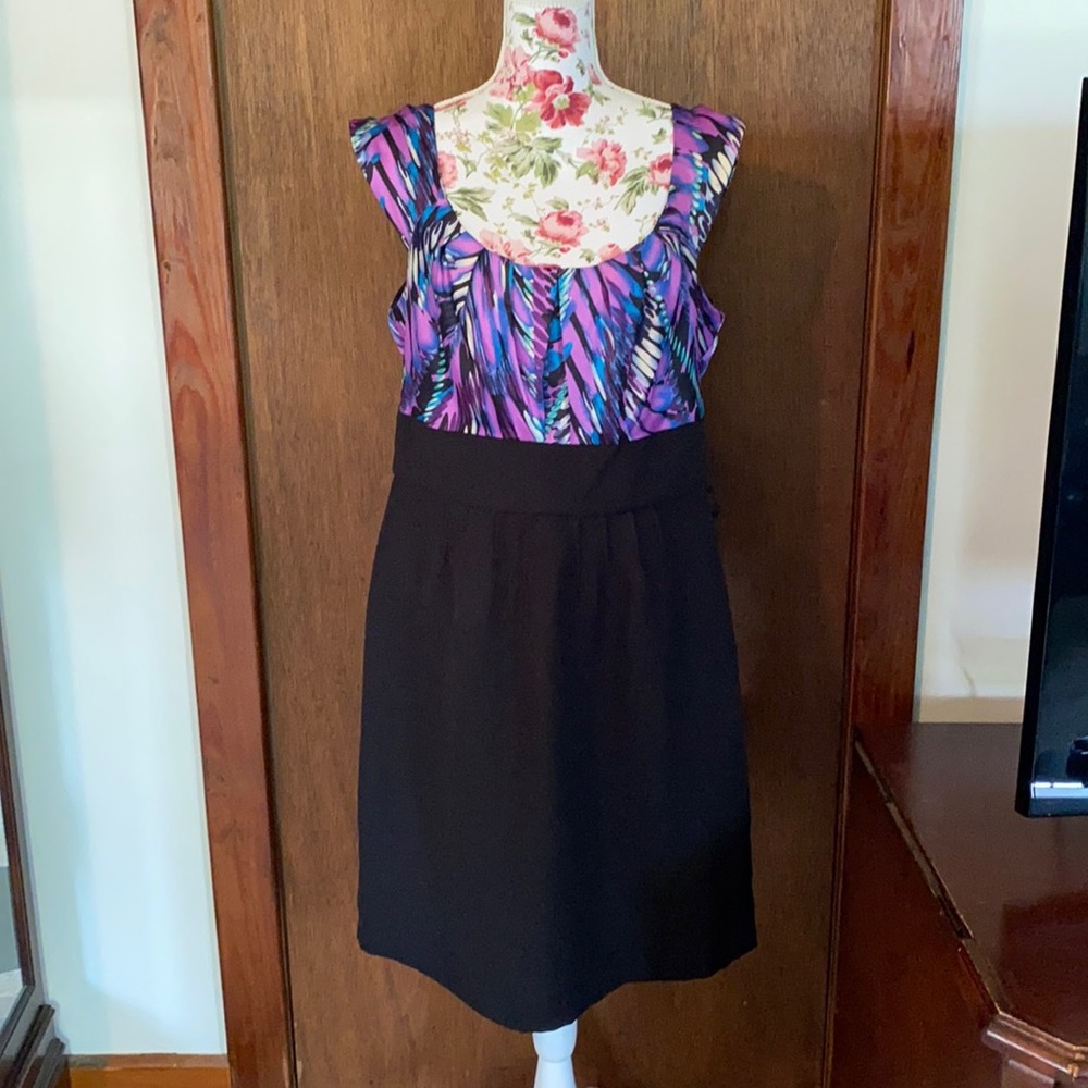 NWOT Perceptions size 16 black purple & blue dress